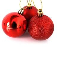 Kit Bola De Natal Mista Gliter, Fosca, Brilho Vermelha 6 Unidades 8cm - Magizi - 3