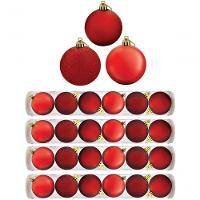 Kit Bola Natal Gliter, Fosca, Brilho Vermelha 24 Peças 8Cm - 1