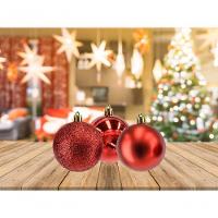 Kit Bola Natal Gliter, Fosca, Brilho Vermelha 24 Peças 8Cm - 2
