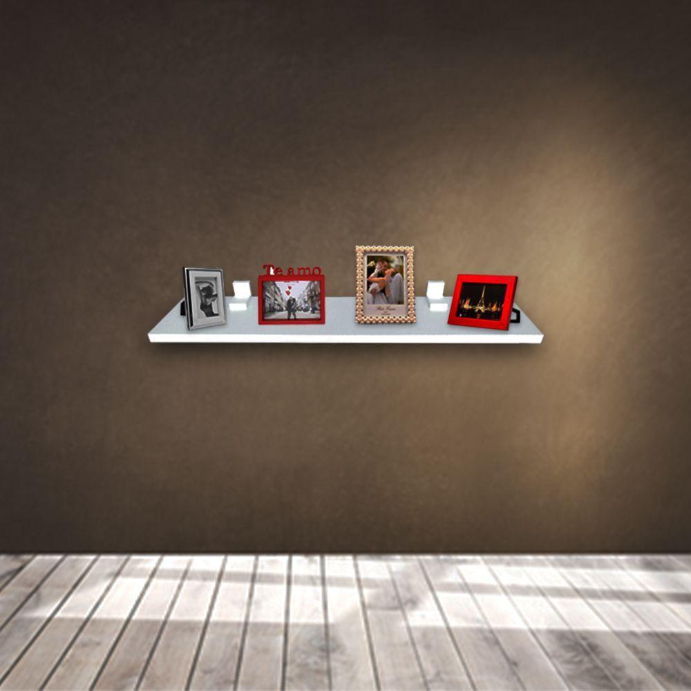Prateleira Simples Branca 60X20 Cm Com Suporte Em Mdf - 5