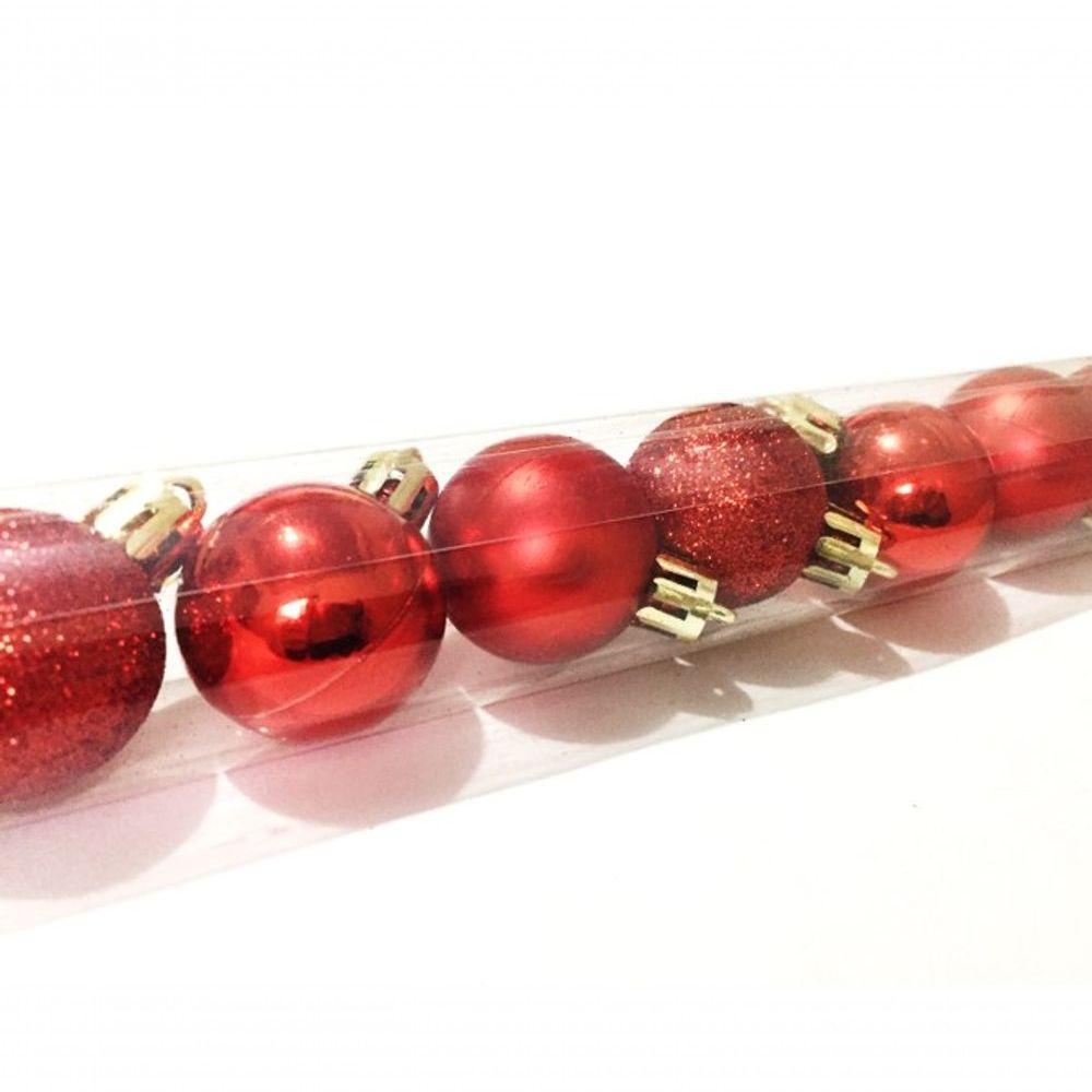 Super Kit 60 Bolas Natal Glitter, Lisa E Fosca Vermelha 4Cm - 2