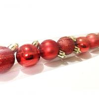 Super Kit 60 Bolas Natal Glitter, Lisa E Fosca Vermelha 4Cm