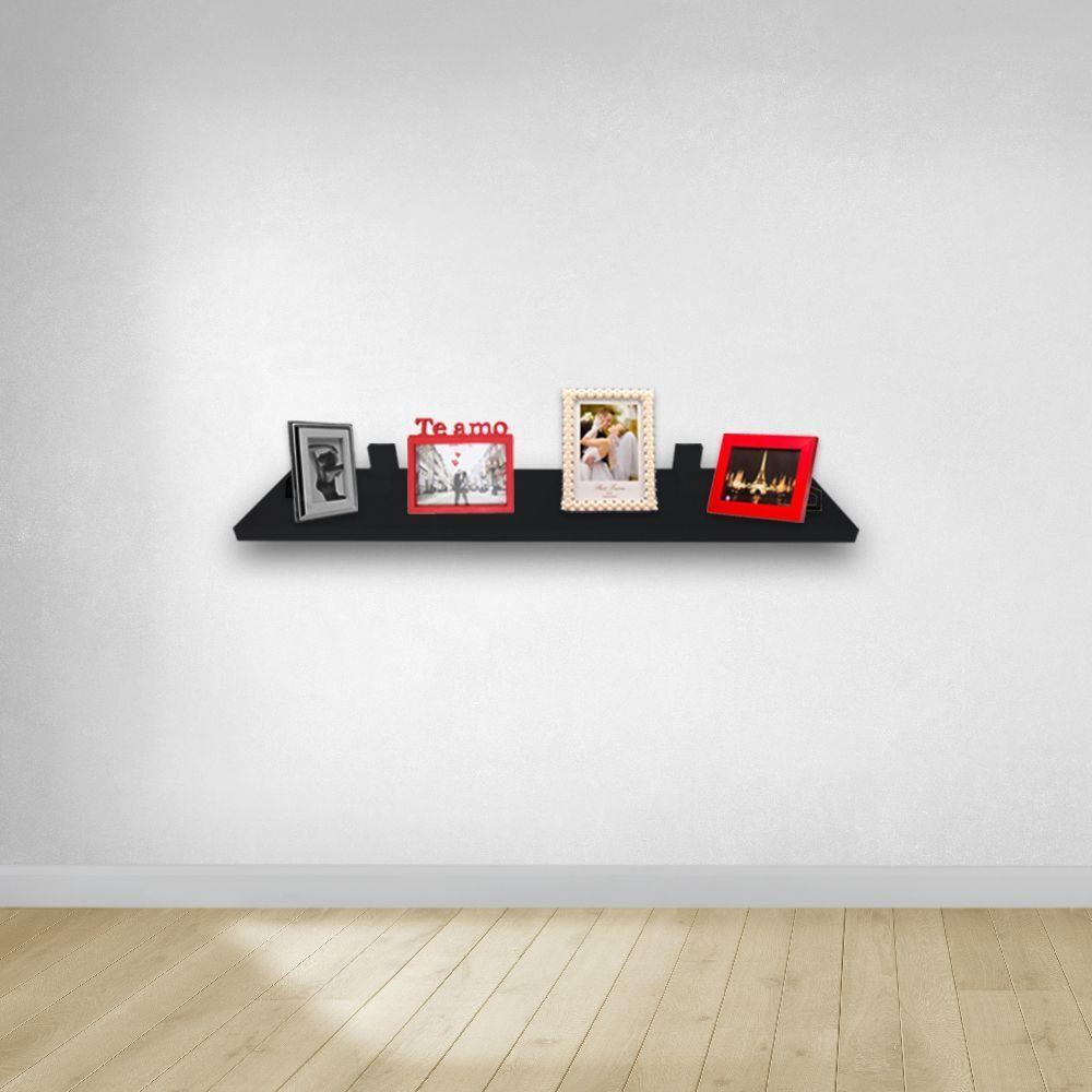 Prateleira Simples Preta 80X15 Cm Com Suporte Em Mdf - 5
