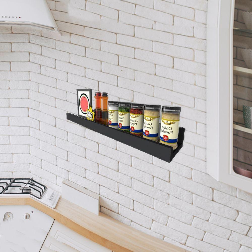 Prateleira Tempero Simples 40 Cm Preto Em Mdf - 4