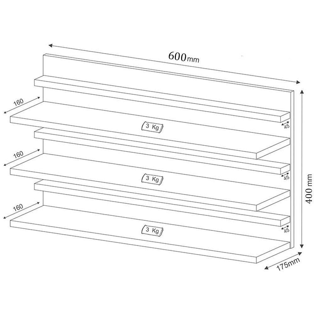 Sapateira Suspensa 3 Prateleiras Madeirado Em Mdf - 2