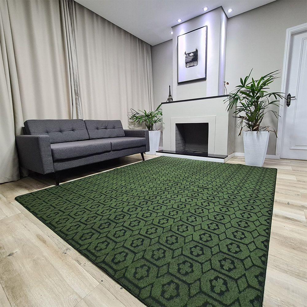 Tapete Carpete Sala Quarto Elegante Geométrico 2,00 X 2,50 Titulo Cor Verde - 4