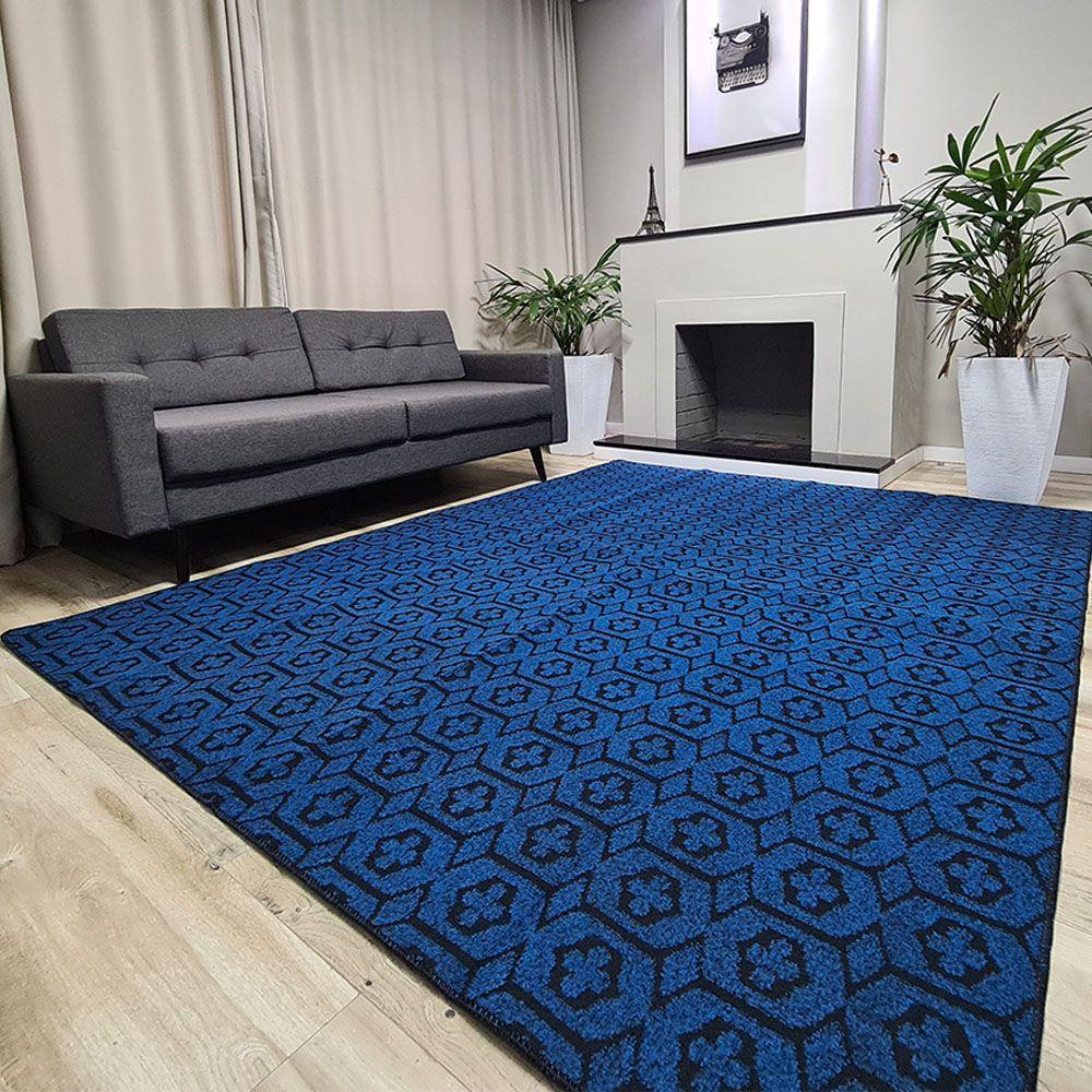 Tapete Carpete Sala Quarto Elegante Geométrico 1,00 X 1,50 Titulo Cor Azul - 4