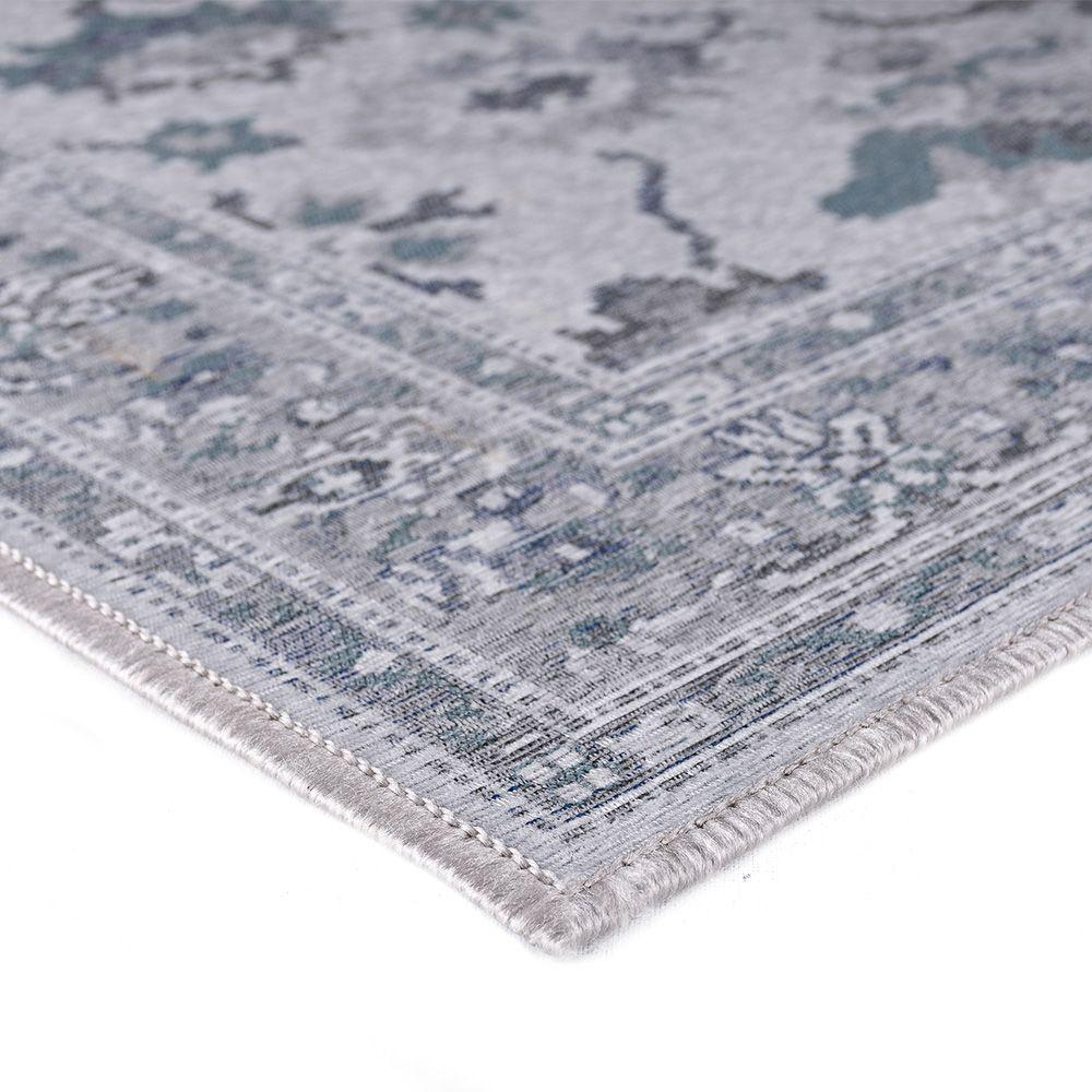 Tapete Sala Quarto Funcional Medalhão 1,00 X 1,50 Titulos Cinza/azul-55 - 2