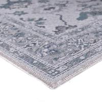 Tapete Sala Quarto Funcional Medalhão 1,00 X 1,50 Titulos Cinza/azul-55 - 2