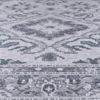 Tapete Sala Quarto Funcional Medalhão 1,00 X 1,50 Titulos Cinza/azul-55