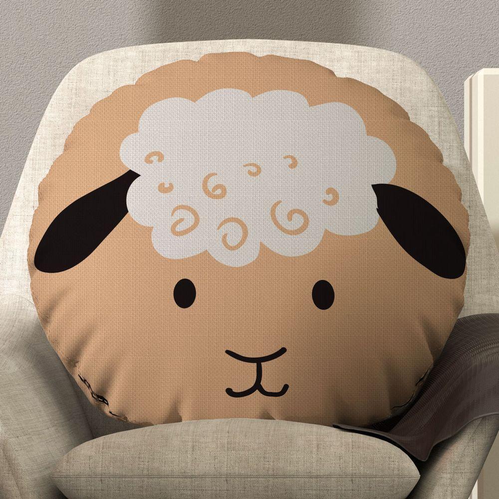 Almofada Redonda Avulsa Bichinhos 45cm X 45cm Ovelha - 1