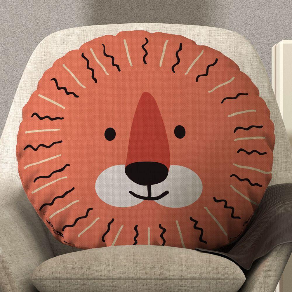 Almofada Redonda Avulsa Bichinhos 45cm X 45cm Leão - 2