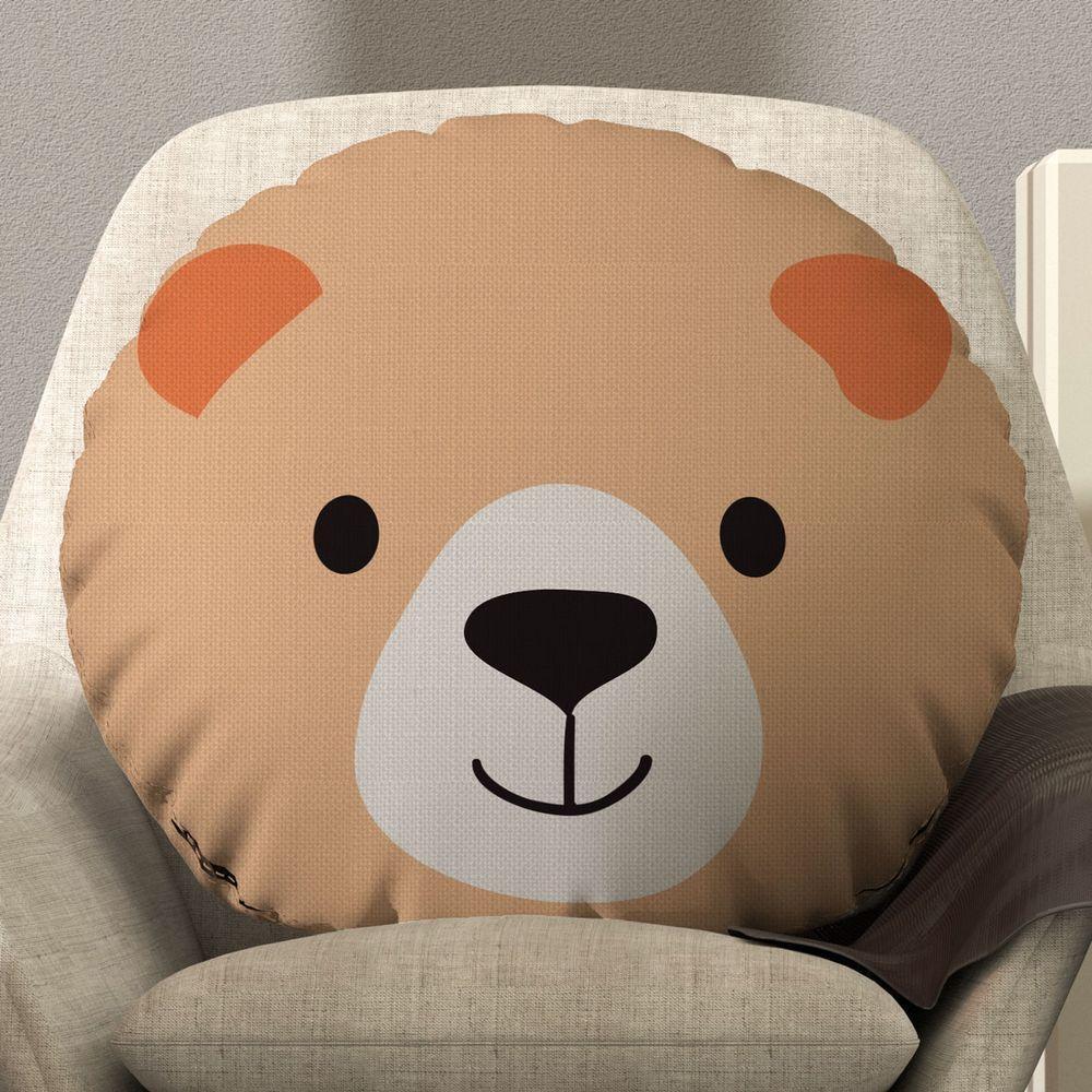 Almofada Redonda Avulsa Bichinhos 45cm X 45cm Urso - 1