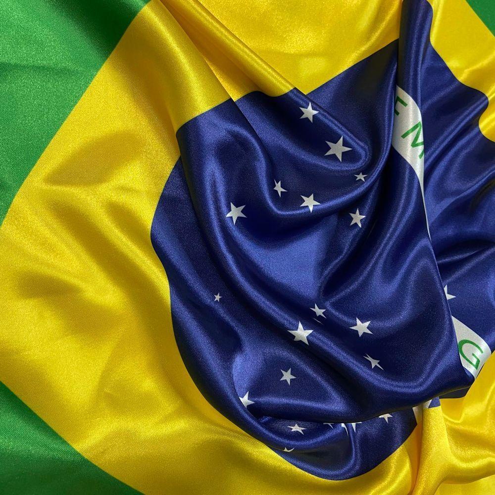 Bandeira Do Brasil Oficial Em Cetim Grande 1,20M X 85Cm - 5