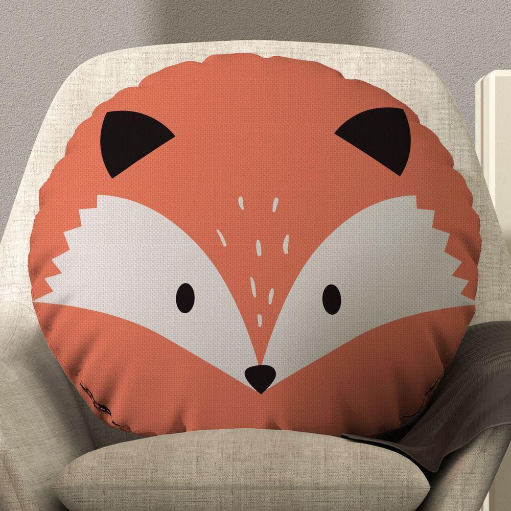 Almofada Redonda Avulsa Bichinhos 45cm X 45cm Raposa - 1