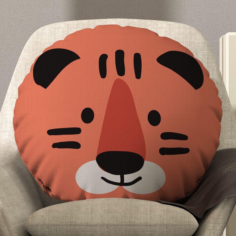 Almofada Redonda Avulsa Bichinhos 45cm X 45cm Tigre - 1