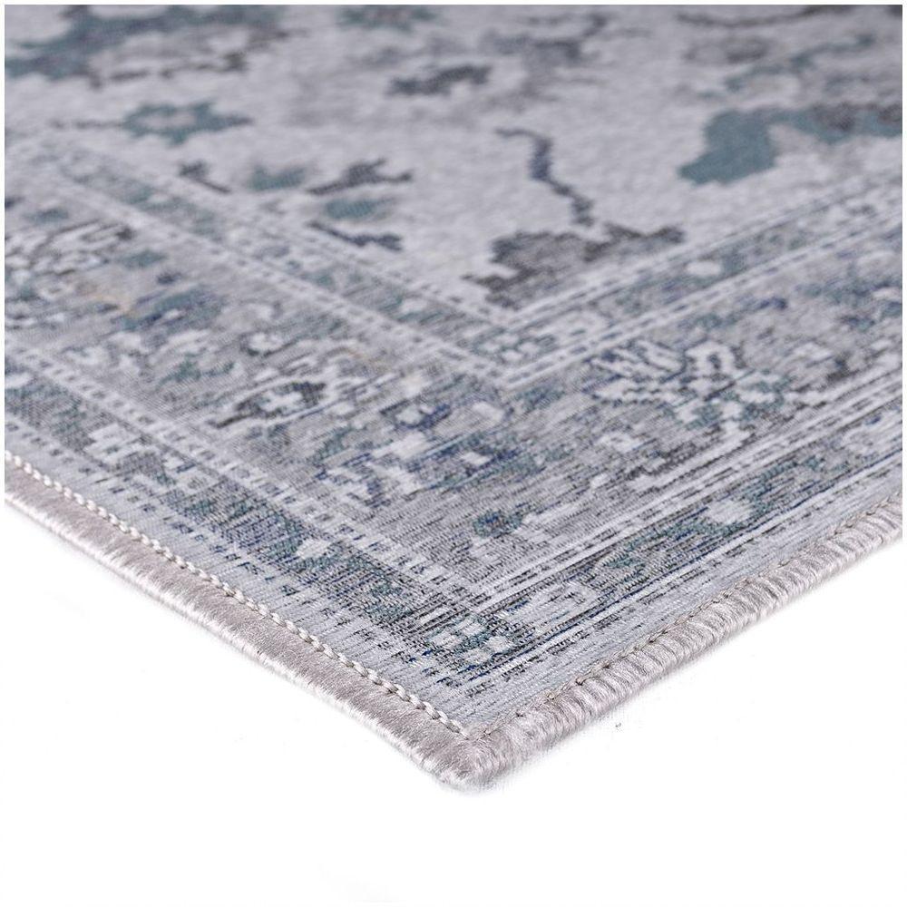 Tapete Sala Quarto Funcional Medalhão 2,00 X 2,50 Titulos Cinza/azul-55 - 2