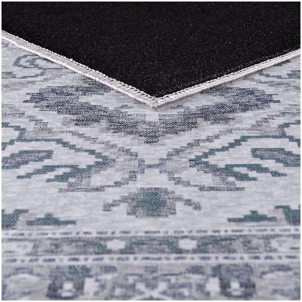 Tapete Sala Quarto Funcional Medalhão 2,00 X 2,50 Titulos Cinza/azul-55 - 3