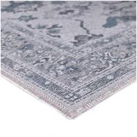 Tapete Sala Quarto Funcional Medalhão 2,00 X 2,50 Titulos Cinza/azul-55 - 2