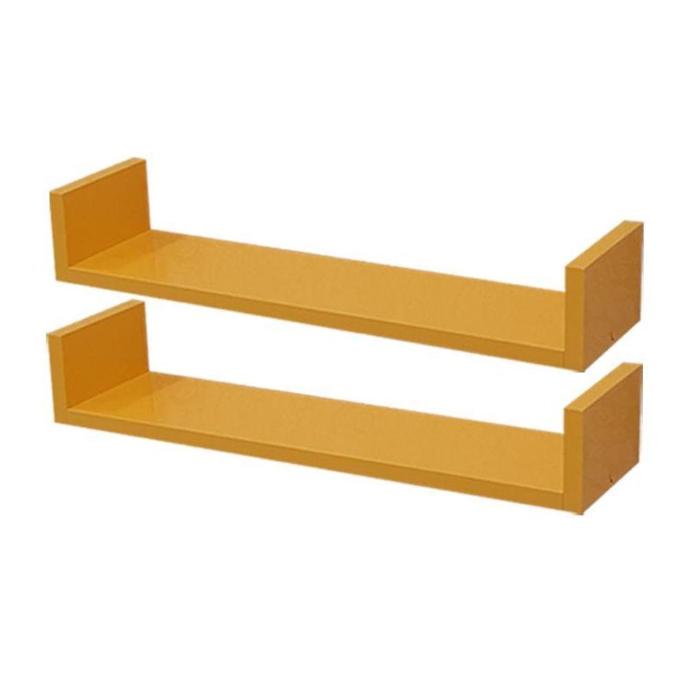 Kit 2 Prateleiras U 70 X 15Cm Amarela Suporte Invisível - 1
