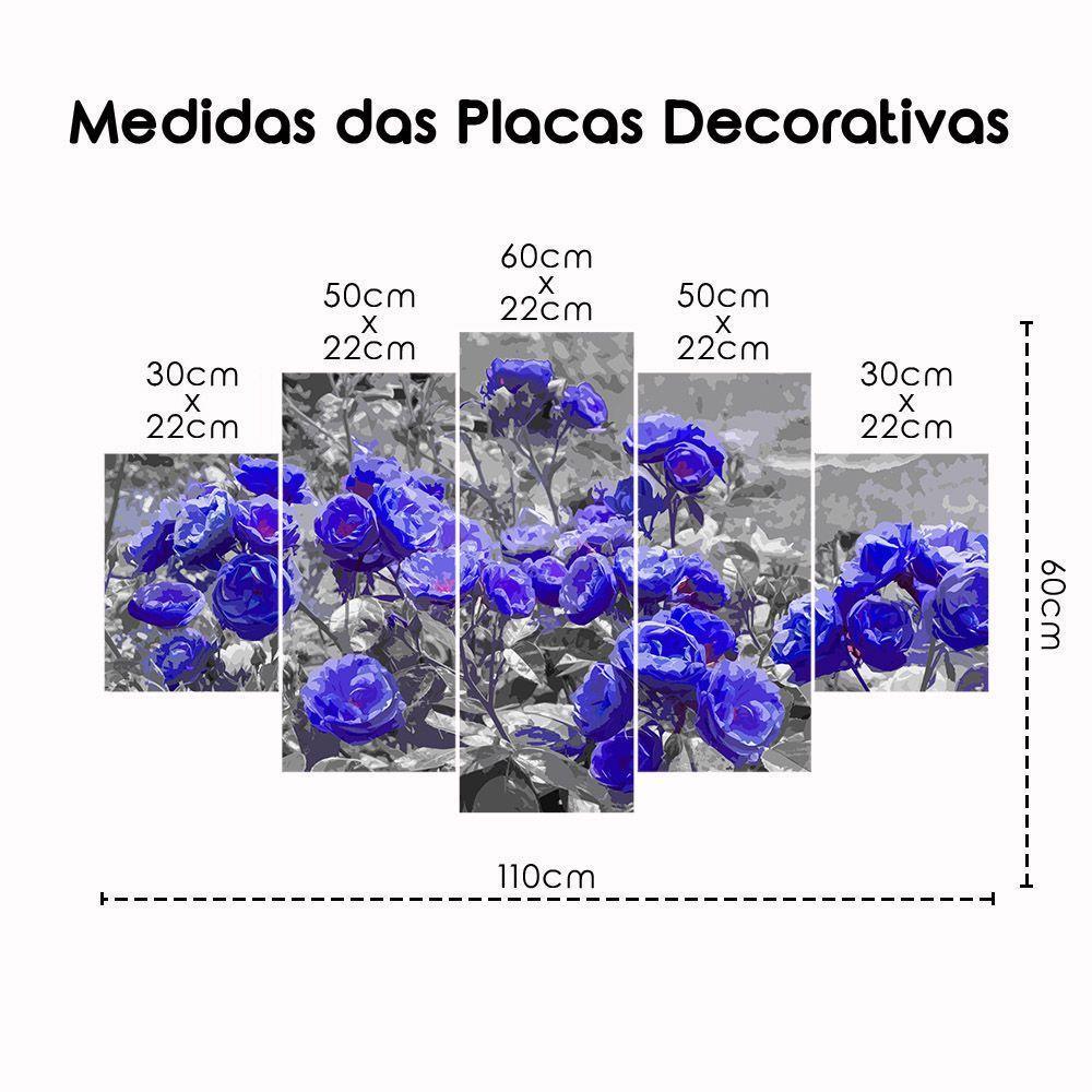 Kit 5 Placa Quadro Flores Vermelha Titulos Rosas Roxas - 10