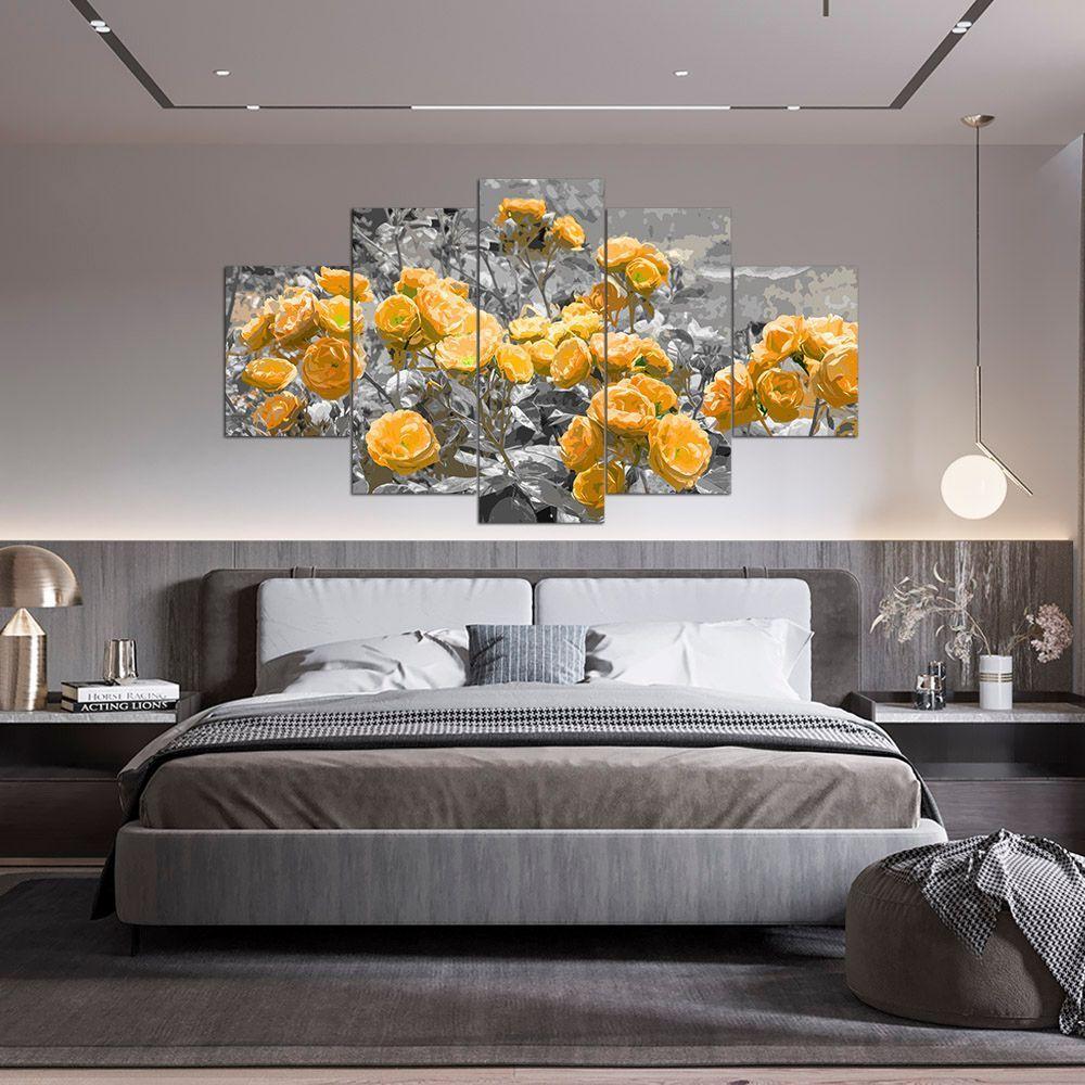 Kit 5 Placa Quadro Flores Vermelha Titulos Rosas Amarelas - 8