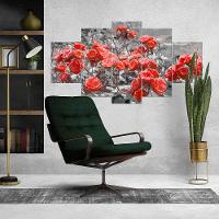 Kit 5 Placa Quadro Flores Vermelha Titulos Rosas Vermelhas - 7