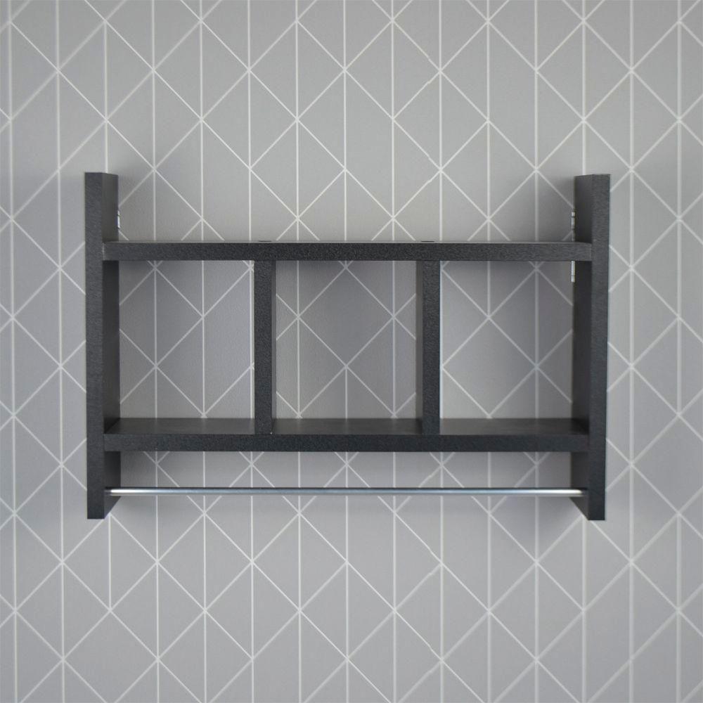 Nicho Porta Toalha Preto Para Banheiro 45 X 30Cm - 6