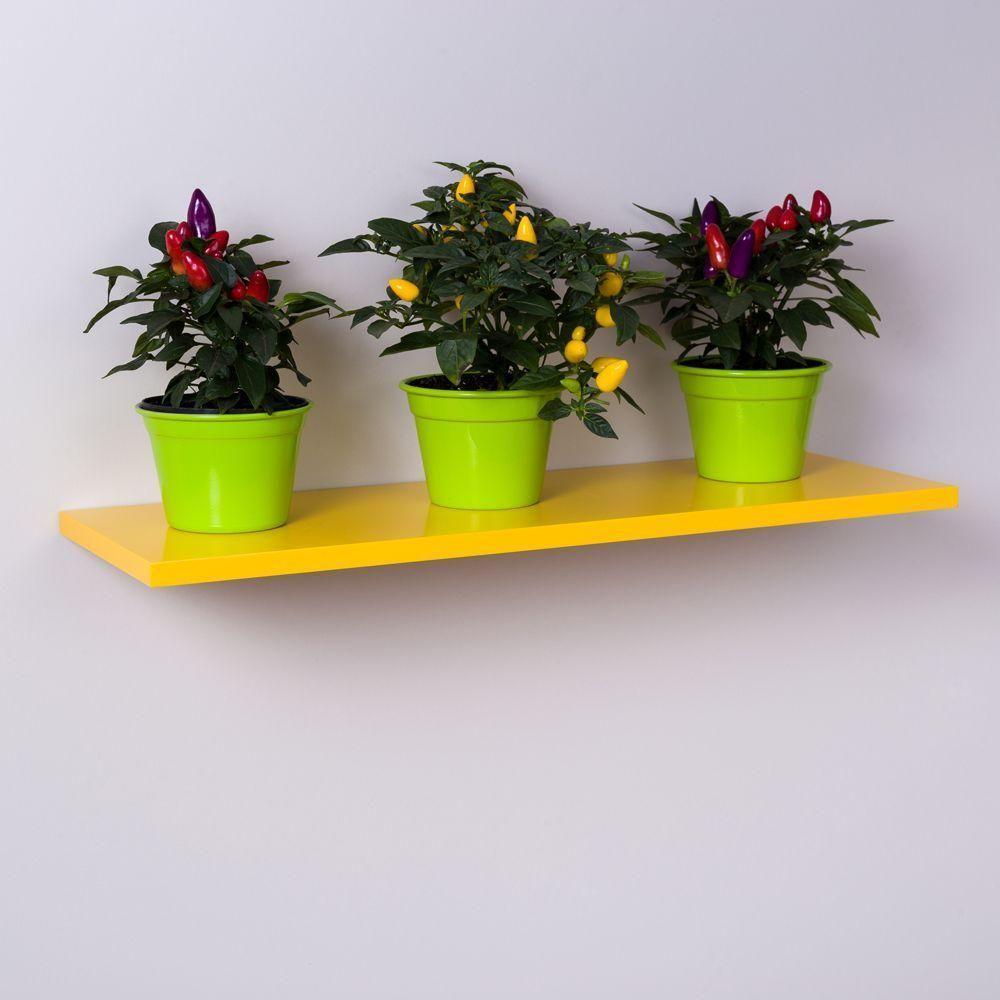 Prateleira Amarela 60 X 20Cm Com Suporte Invisivel - 2