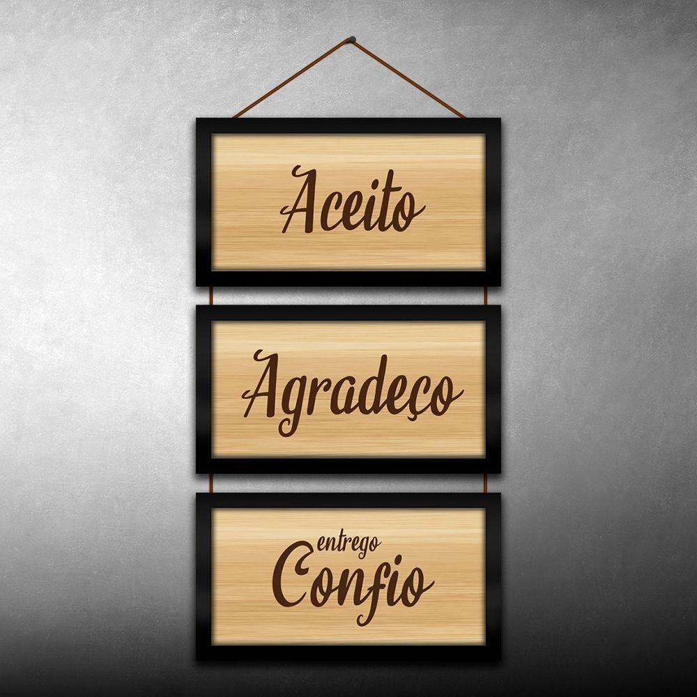 Kit Quadros Decorativos E Corda 3pçs 17x32 Agradeço E Confio - 4