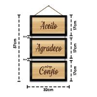 Kit Quadros Decorativos E Corda 3pçs 17x32 Agradeço E Confio - 2