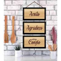 Kit Quadros Decorativos E Corda 3pçs 17x32 Agradeço E Confio - 5