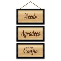 Kit Quadros Decorativos E Corda 3pçs 17x32 Agradeço E Confio - 6
