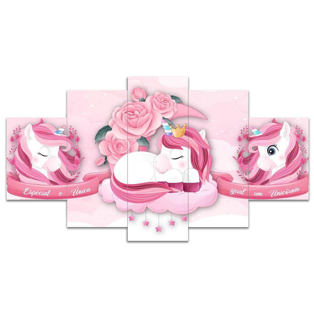 Kit Quadros Quarto Infantil Unicórnio Rosa Menina - 1