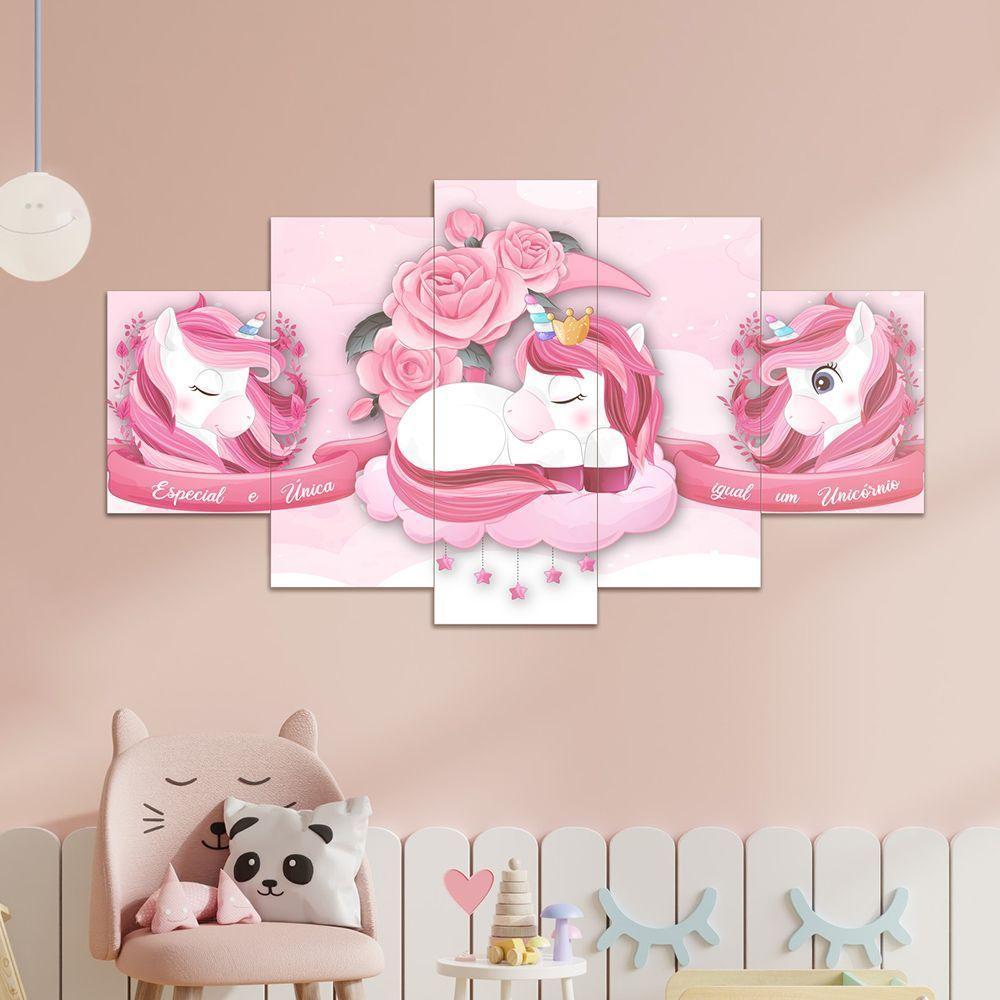 Kit Quadros Quarto Infantil Unicórnio Rosa Menina - 7