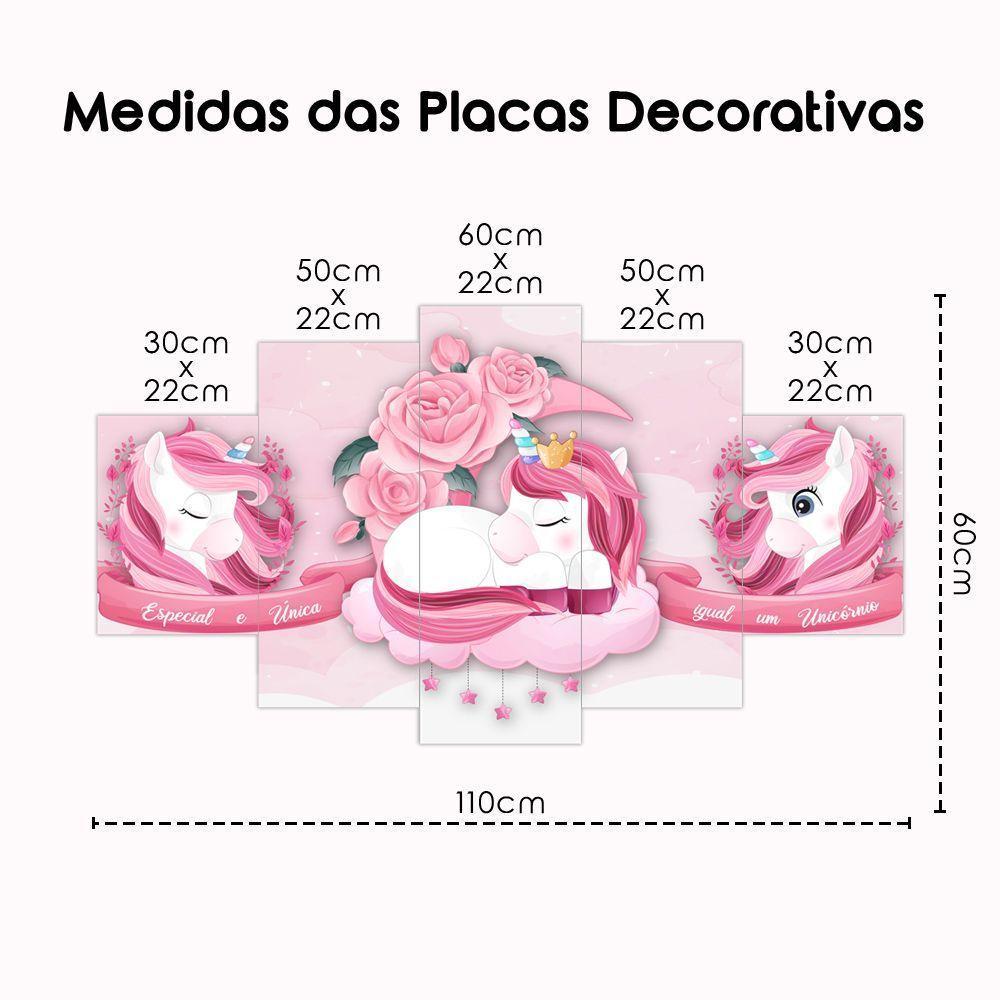 Kit Quadros Quarto Infantil Unicórnio Rosa Menina - 8