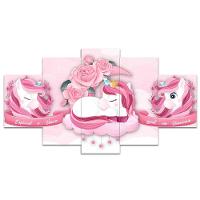 Kit Quadros Quarto Infantil Unicórnio Rosa Menina - 1