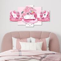 Kit Quadros Quarto Infantil Unicórnio Rosa Menina - 3