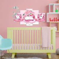 Kit Quadros Quarto Infantil Unicórnio Rosa Menina