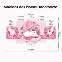 Kit Quadros Quarto Infantil Unicórnio Rosa Menina - 8