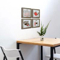 Quadro Cozinha 20x20cm Kit 4 Un Titulos Moldura Madeira - 6