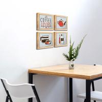 Quadro Cozinha 20x20cm Kit 4 Un Titulos Moldura Mel - 5