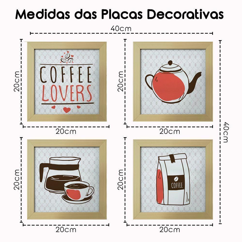 Quadro Cozinha 20x20cm Kit 4 Un Titulos Moldura Marfim Listrado - 5