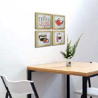 Quadro Cozinha 20x20cm Kit 4 Un Titulos Moldura Marfim Listrado - 3