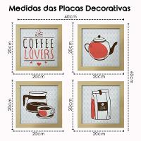 Quadro Cozinha 20x20cm Kit 4 Un Titulos Moldura Marfim Listrado - 6
