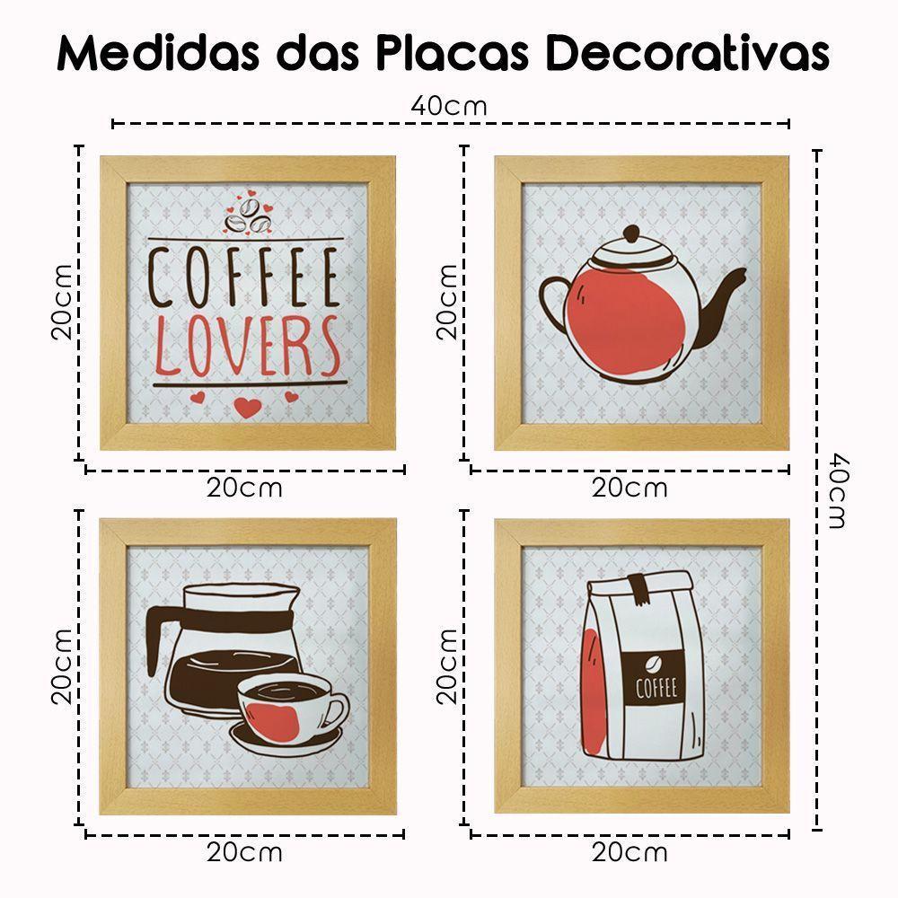 Quadro Cozinha 20x20cm Kit 4 Un Titulos Moldura Marfim - 7