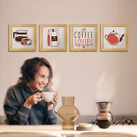 Quadro Cozinha 20x20cm Kit 4 Un Titulos Moldura Marfim