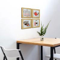 Quadro Cozinha 20x20cm Kit 4 Un Titulos Moldura Marfim - 5