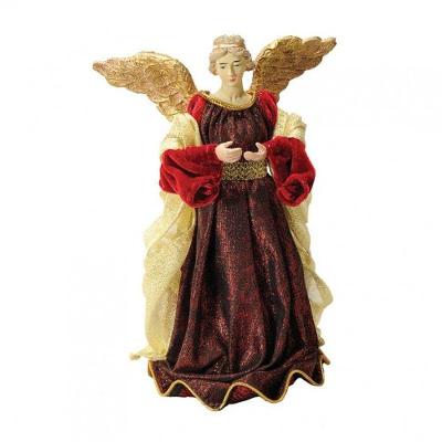 Anjo Natal Plus Seda 25Cm Vinho Com Dourado Ponteira -Magizi