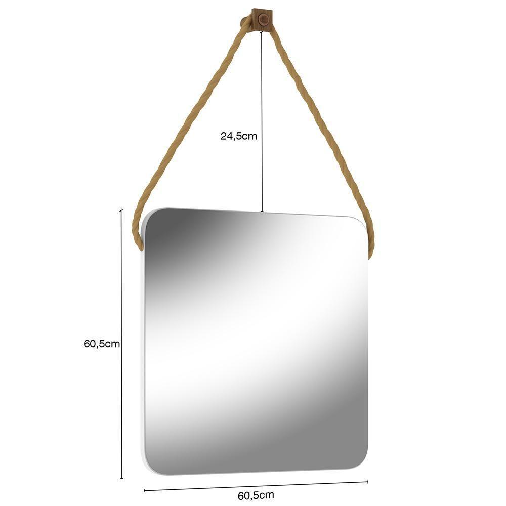 Espelho Banheiro 60Cm Quadrado Nogal Noce Amêndoa - 2